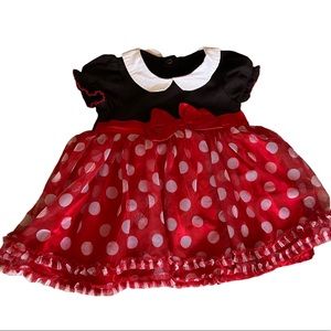 Disney Princess Baby Girl Dress Polka Dot Bow Mini Mouse 6-9mo Organic Cotton